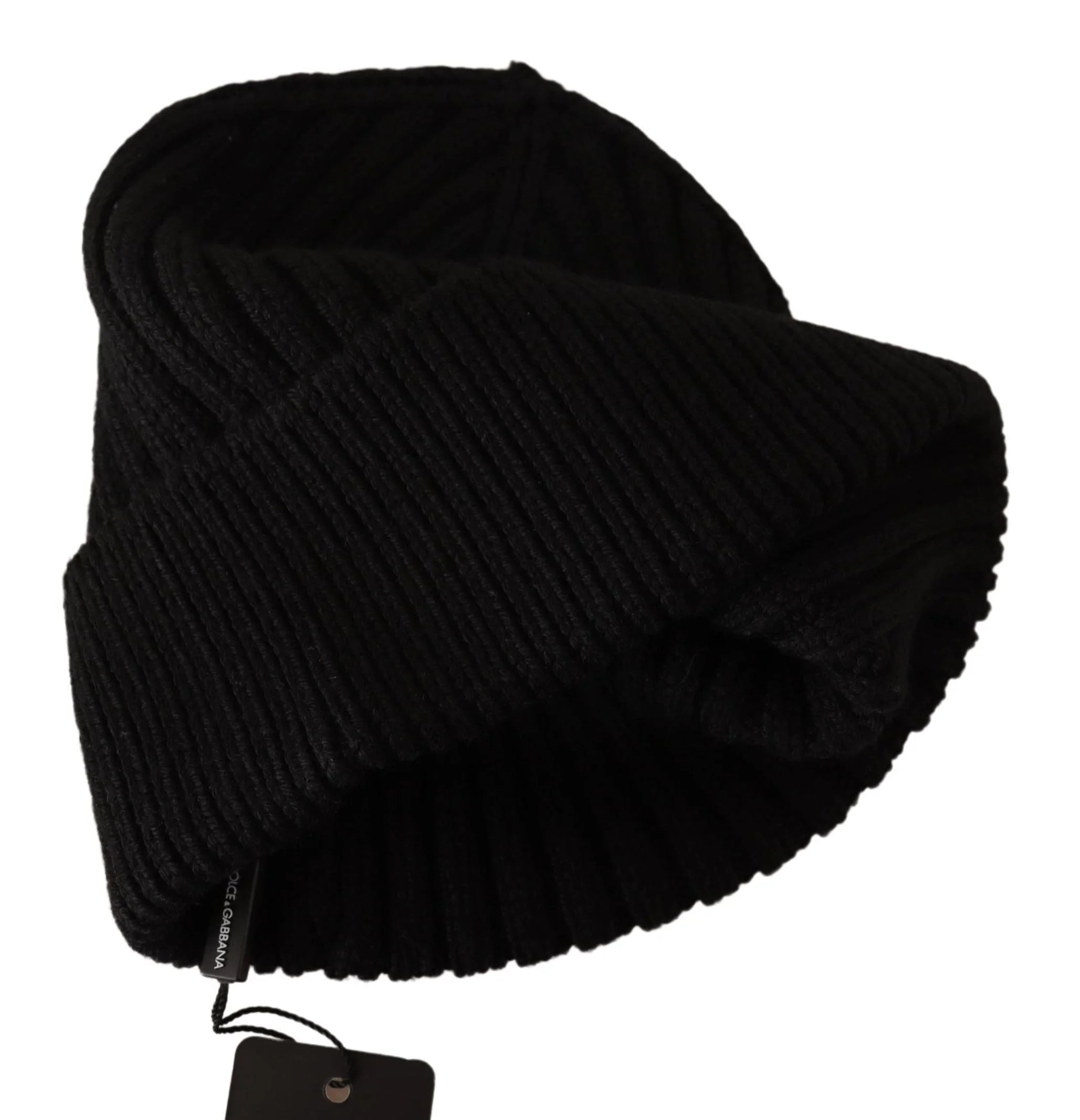 Dolce & Gabbana Black Wool Knit Women Winter Hat - Beanies