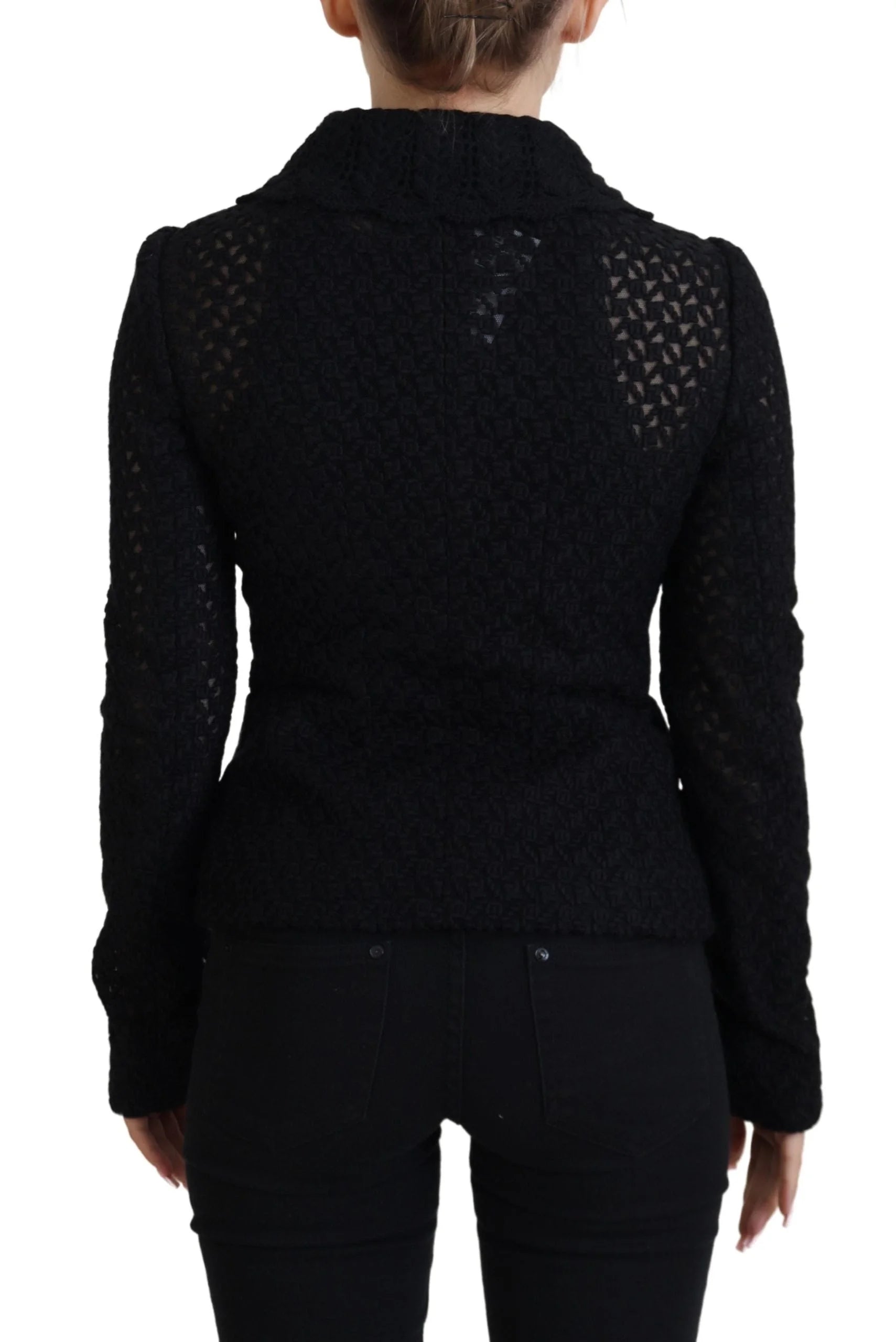 Dolce & Gabbana Black Wool Knitted Button Down Collar Jacket - IT40|S - Coats & Jackets