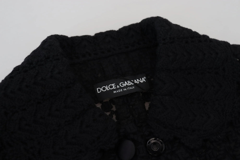 Dolce & Gabbana Black Wool Knitted Button Down Collar Jacket - IT40|S - Coats & Jackets
