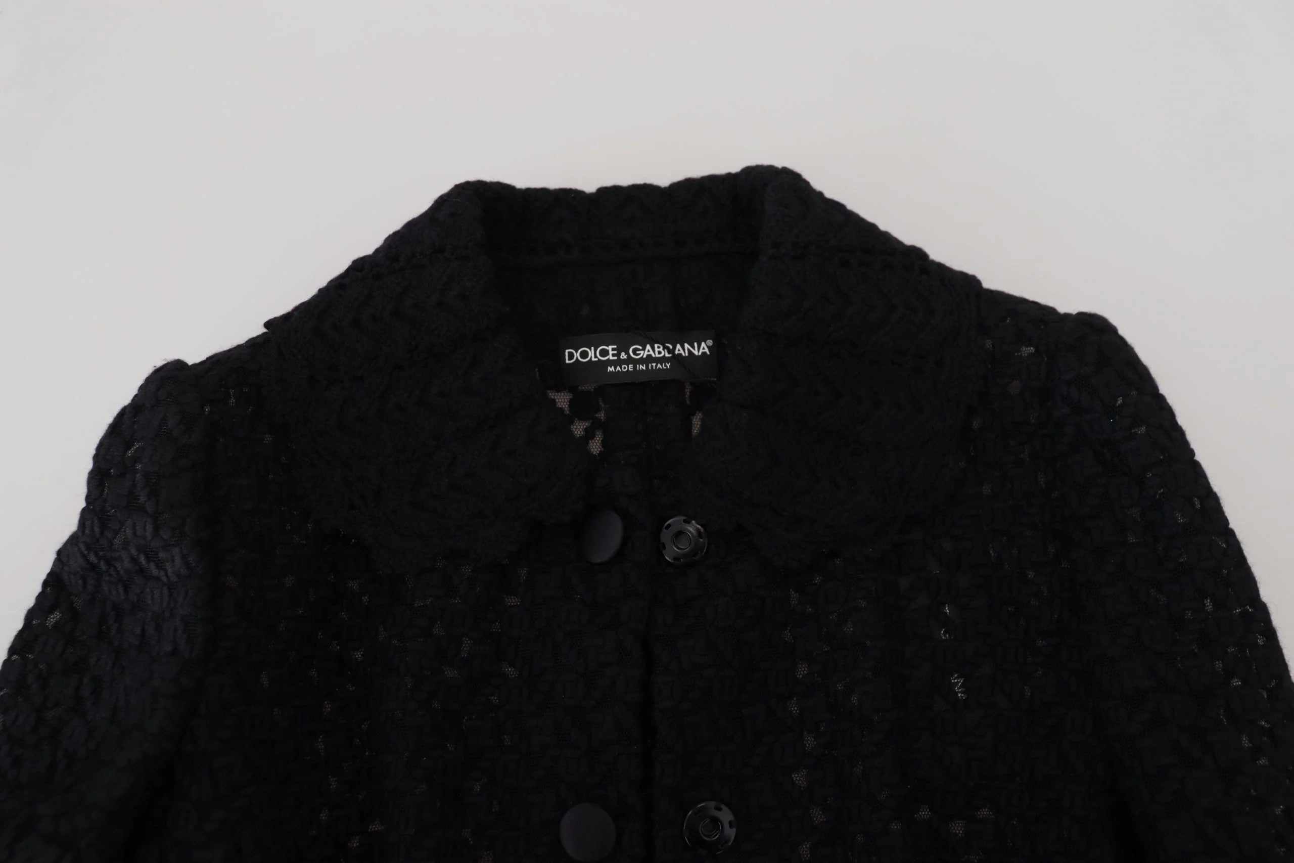 Dolce & Gabbana Black Wool Knitted Button Down Collar Jacket - IT40|S - Coats & Jackets