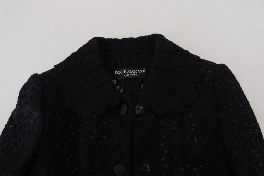 Dolce & Gabbana Black Wool Knitted Button Down Collar Jacket - IT40|S - Coats & Jackets