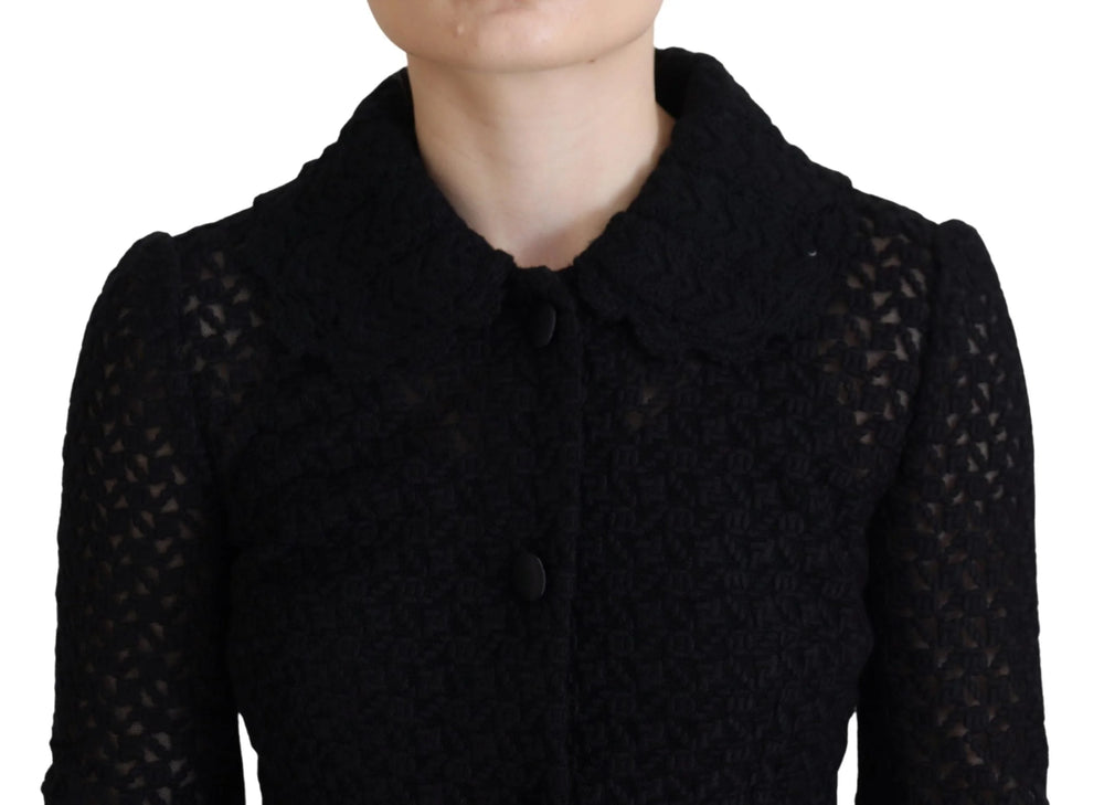 Dolce & Gabbana Black Wool Knitted Button Down Collar Jacket - IT40|S - Coats & Jackets