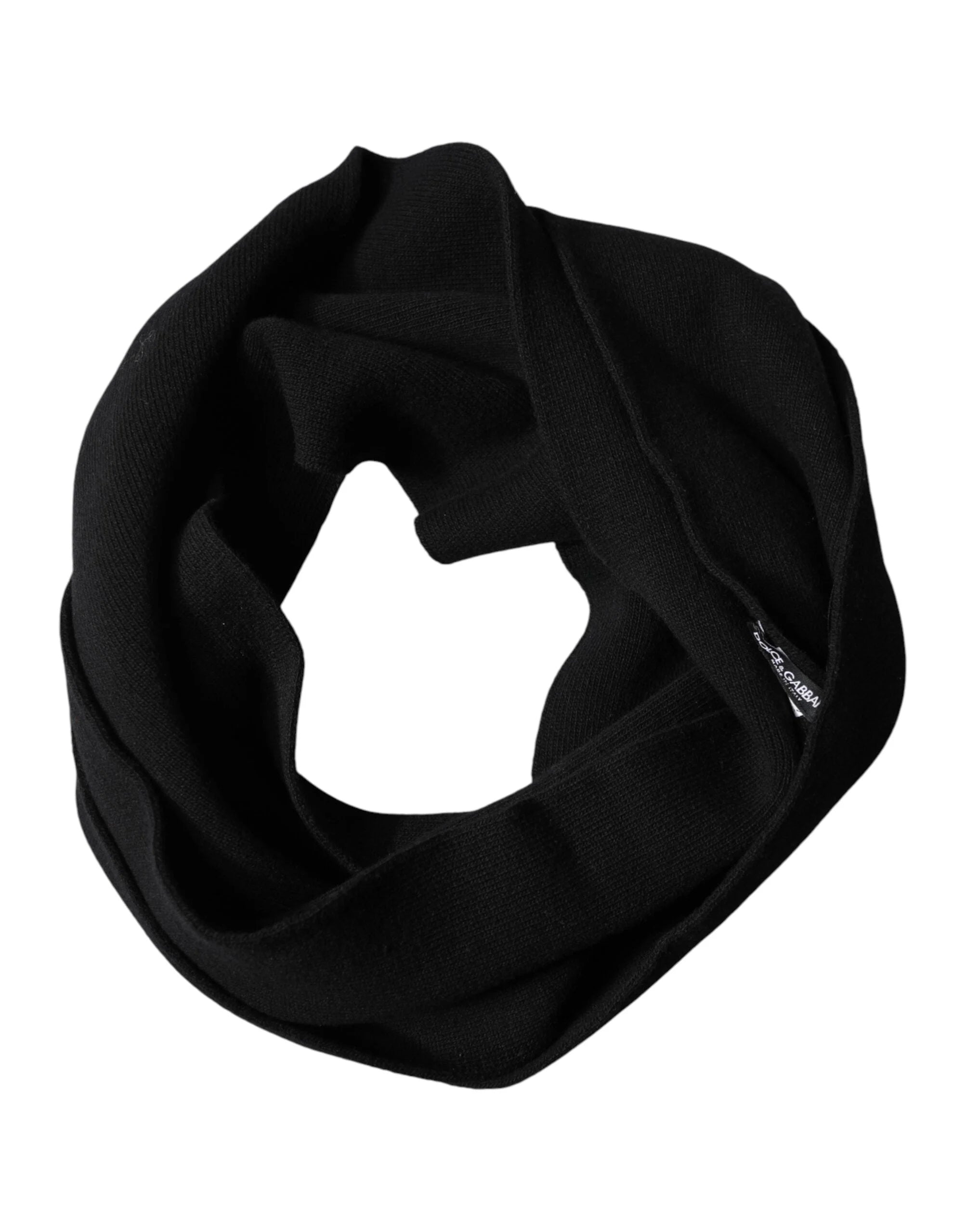 Dolce & Gabbana Black Wool Knitted Neck Wrap Foulard Scarf