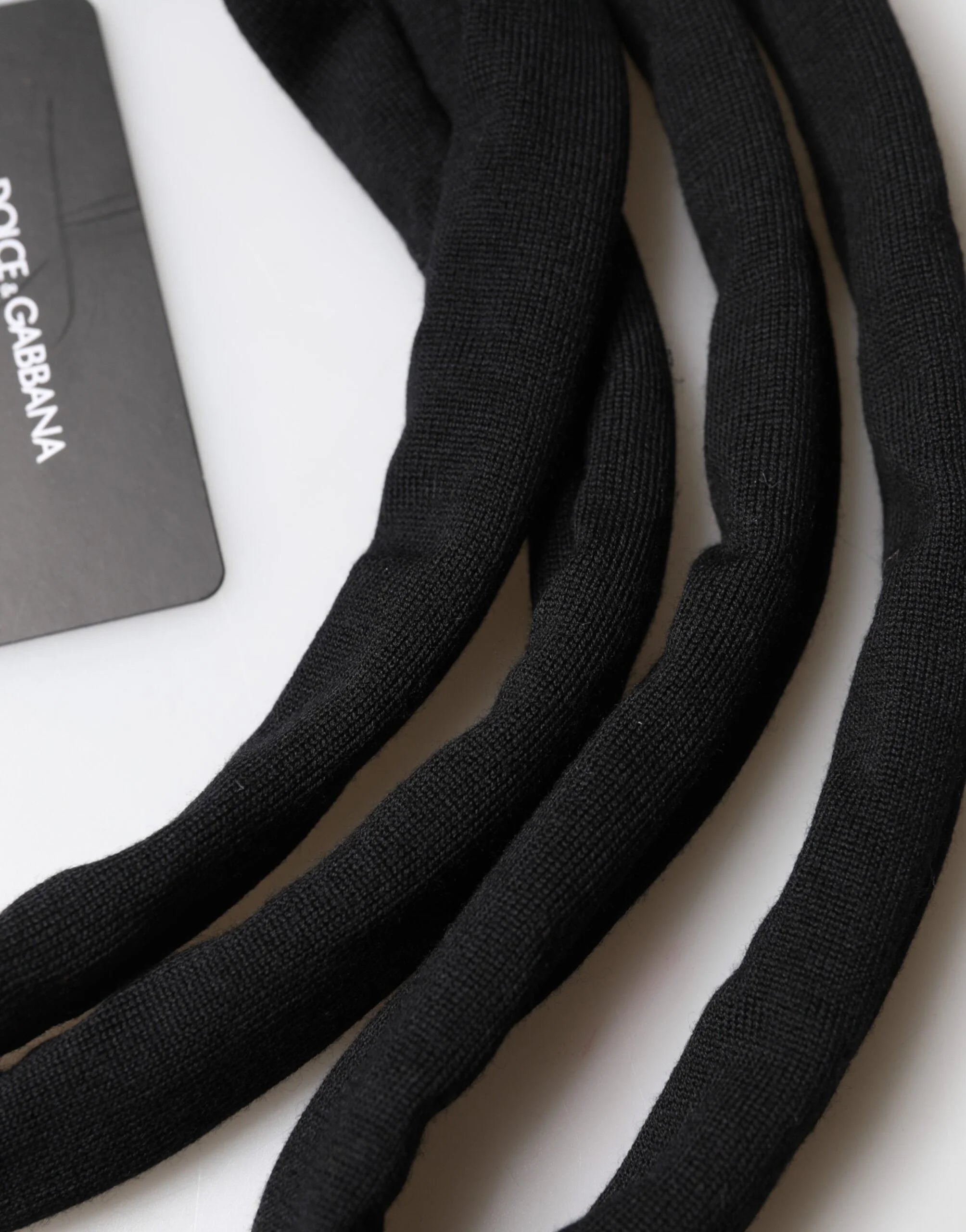 Dolce & Gabbana Black Wool Knitted Neck Wrap Shawl Men Scarf
