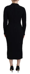 Dolce & Gabbana Black Wool Knitted Sheath Sweater Dress - Dresses