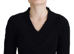 Dolce & Gabbana Black Wool Knitted Sheath Sweater Dress - Dresses