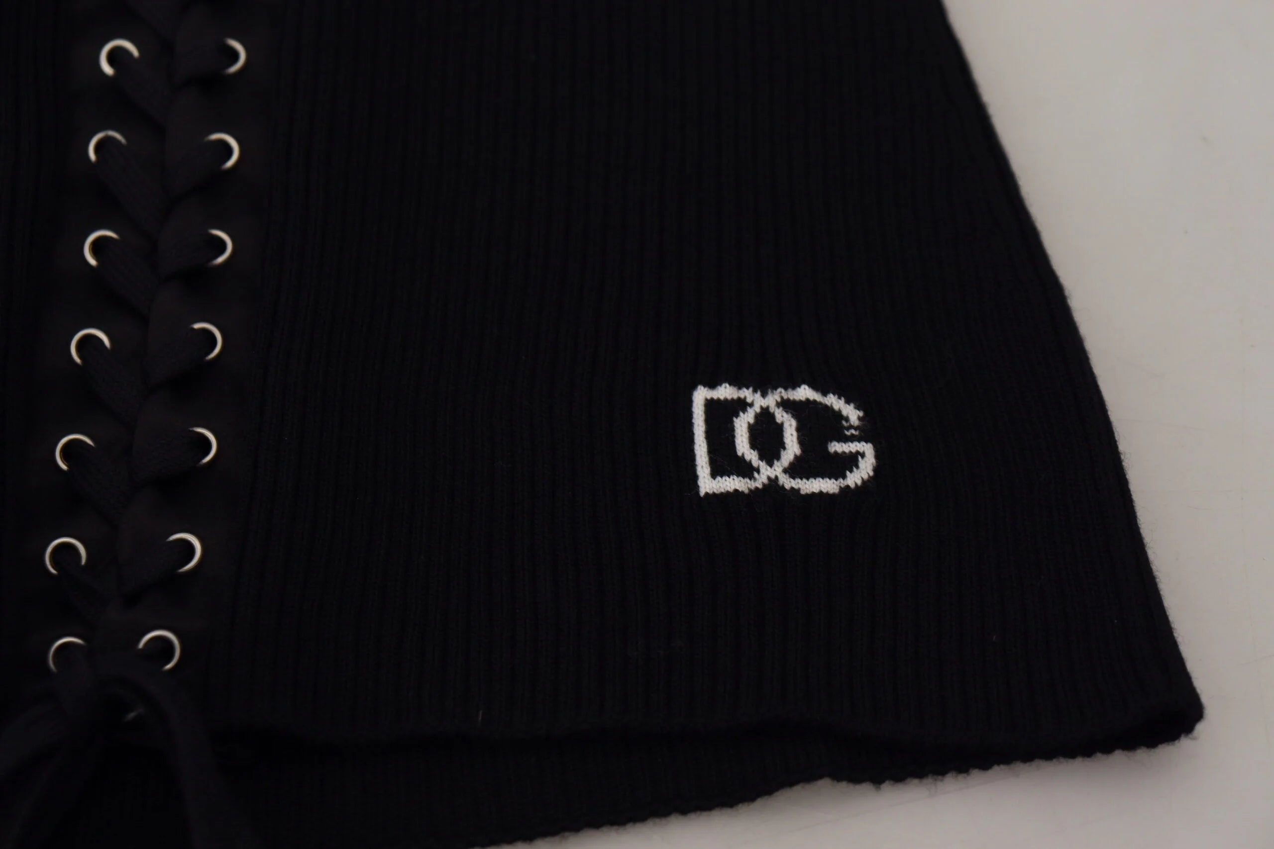 Dolce & Gabbana Black Wool Knitted Tie Up Slim Fit Sweater - IT40|S - Sweaters