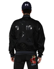 Dolce & Gabbana Black Wool Logo DG Mania Men Bomber Jacket - IT54 | XL - Bomber Jackets