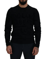 Dolce & Gabbana Black Wool Logo Pattern Crewneck Pullover Sweater - Sweaters
