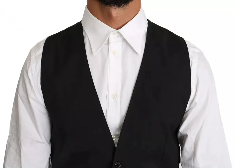 Dolce & Gabbana Black Wool Logo Waistcoat Vest - IT46 | S - Vests