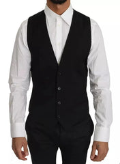 Dolce & Gabbana Black Wool Logo Waistcoat Vest - IT46 | S - Vests