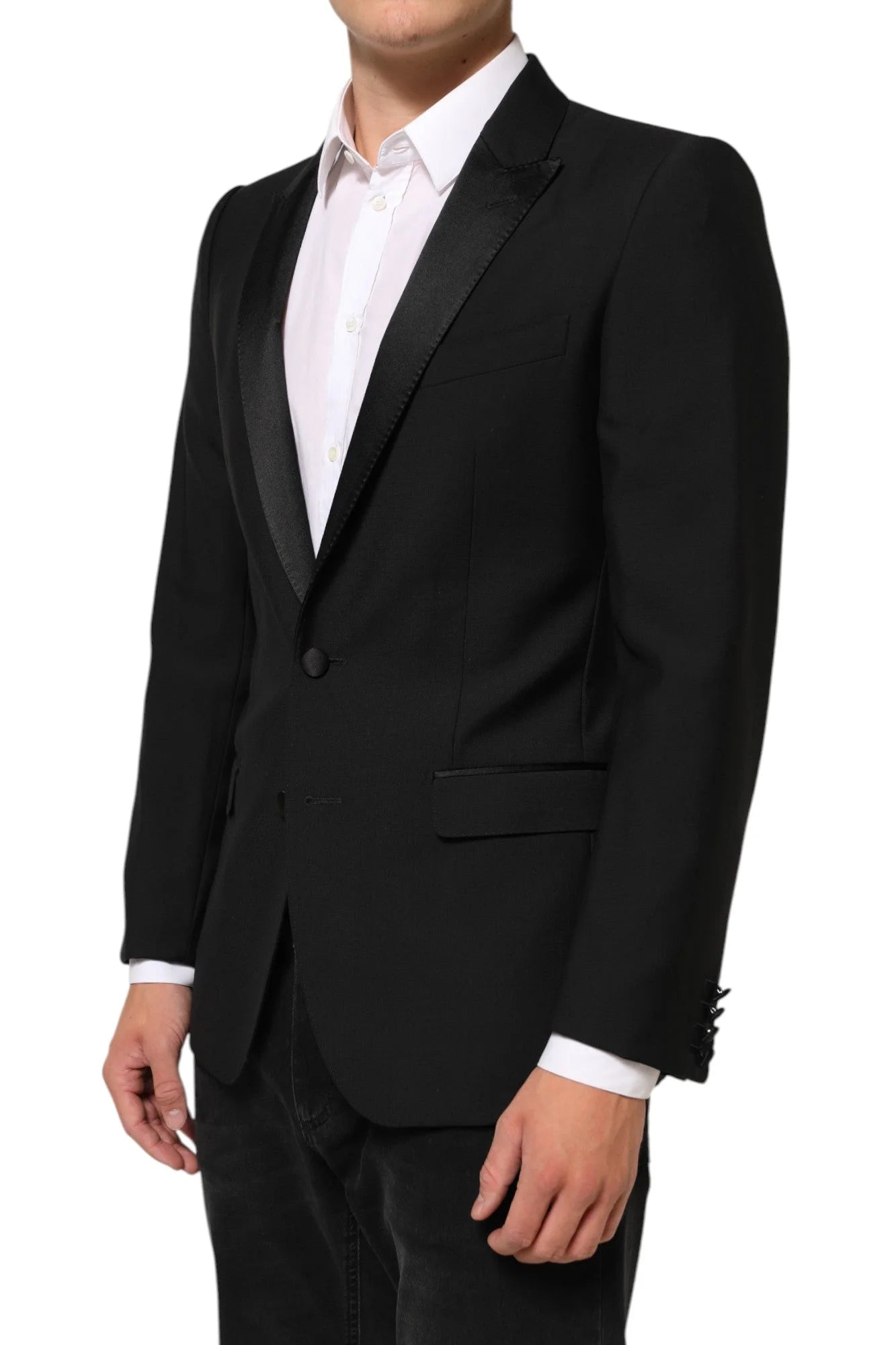 Dolce & Gabbana Black Wool MARTINI 2 Button Men Suit Blazer - IT46 | S - Sport Jackets