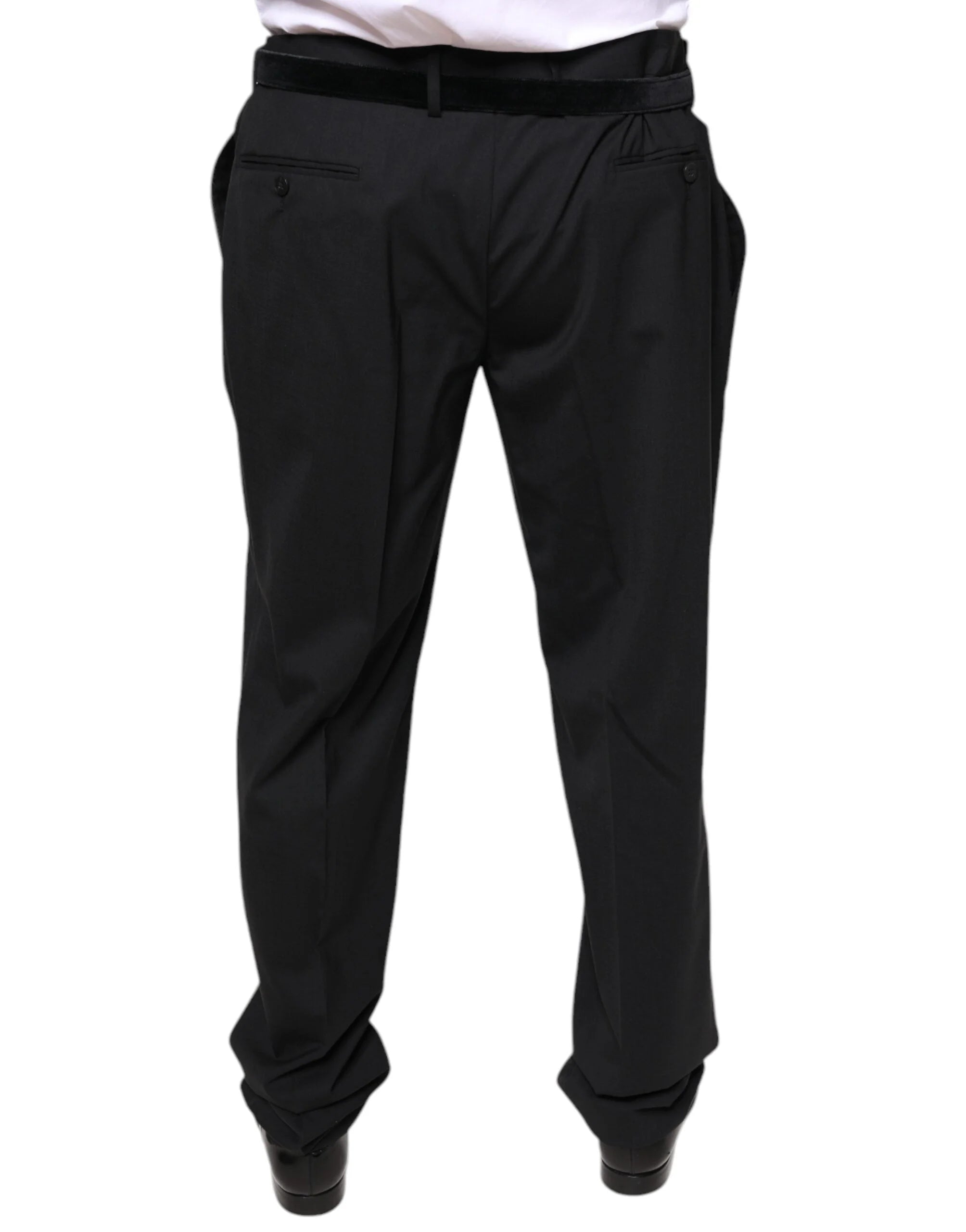 Dolce & Gabbana Black Wool Men Formal Dress Pants - IT58 | XXL - Trousers
