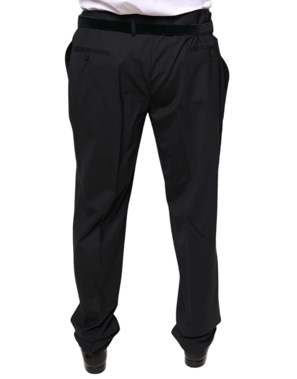 Dolce & Gabbana Black Wool Men Formal Dress Pants - IT58 | XXL - Trousers