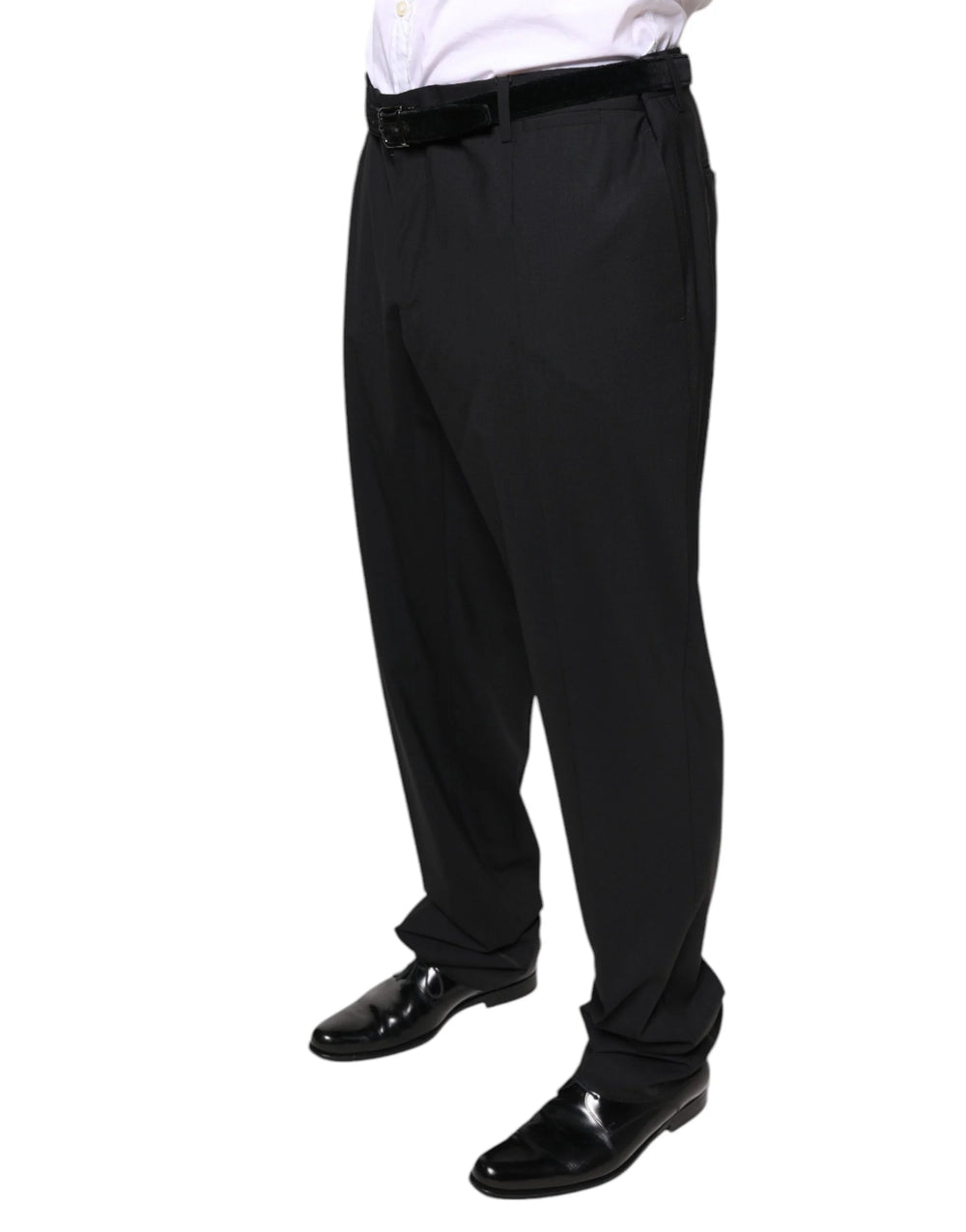 Dolce & Gabbana Black Wool Men Formal Dress Pants - IT58 | XXL - Trousers
