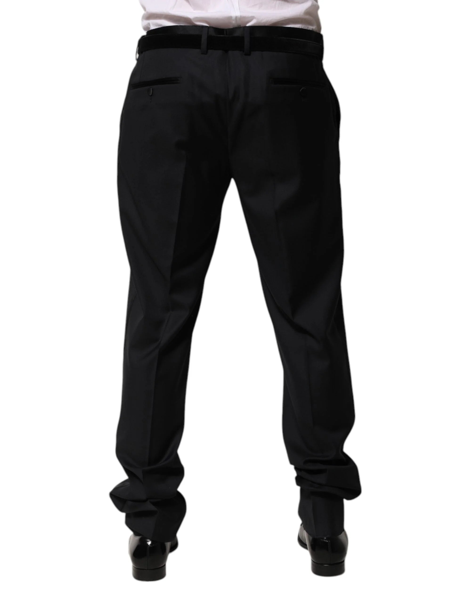 Dolce & Gabbana Black Wool Men Formal Dress Trouser Pants - IT56 | XXL - Trousers