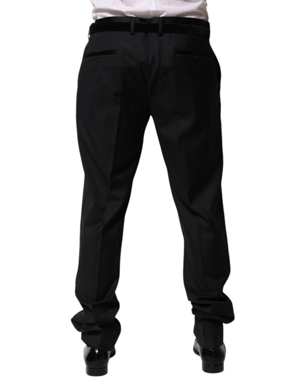 Dolce & Gabbana Black Wool Men Formal Dress Trouser Pants - IT56 | XXL - Trousers