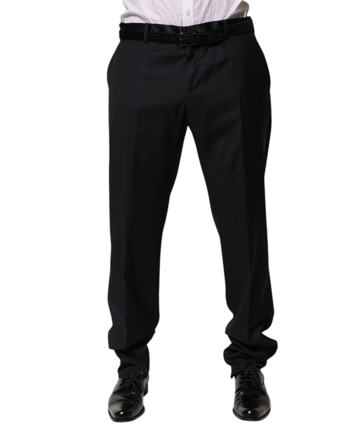 Dolce & Gabbana Black Wool Men Formal Dress Trouser Pants - IT56 | XXL - Trousers