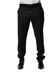 Dolce & Gabbana Black Wool Men Formal Dress Trouser Pants - IT56 | XXL - Trousers