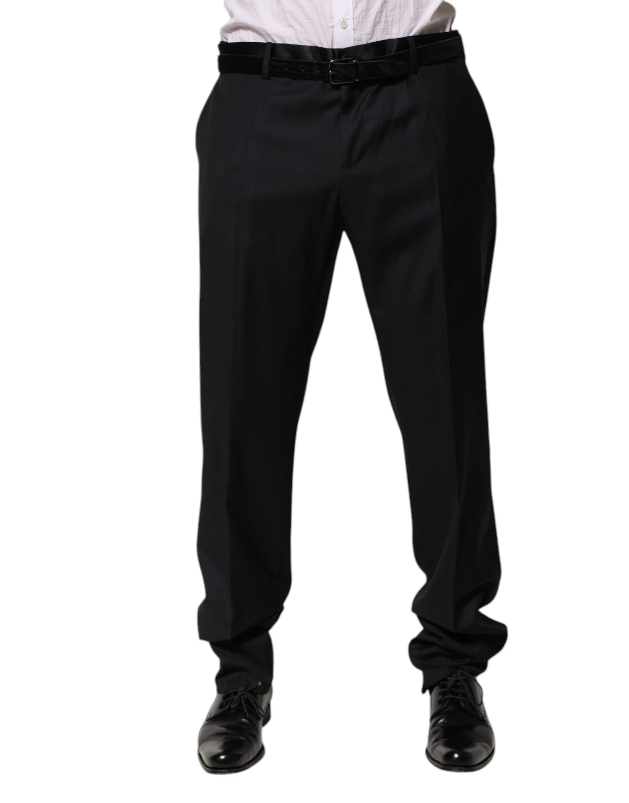 Dolce & Gabbana Black Wool Men Formal Dress Trouser Pants - IT56 | XXL - Trousers