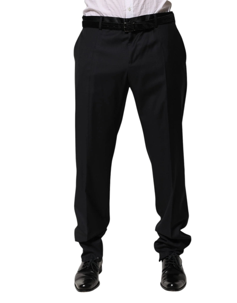 Dolce & Gabbana Black Wool Men Formal Dress Trouser Pants - IT56 | XXL - Trousers