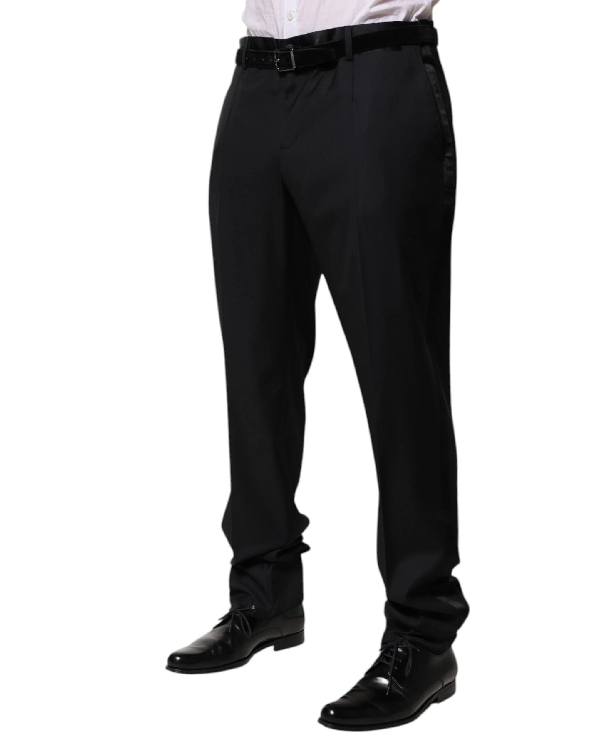 Dolce & Gabbana Black Wool Men Formal Dress Trouser Pants - IT56 | XXL - Trousers