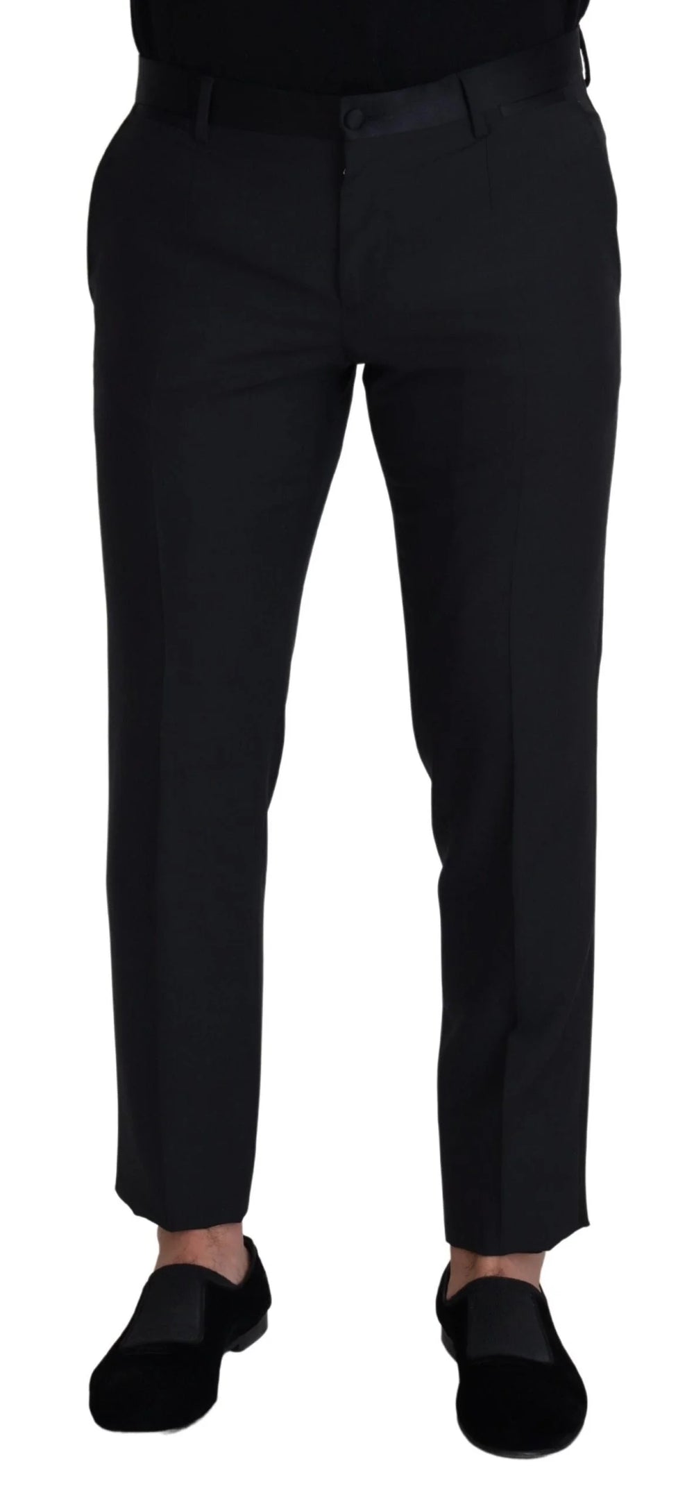 Dolce & Gabbana Black Wool Men Formal Pants - IT50 | L - Trousers