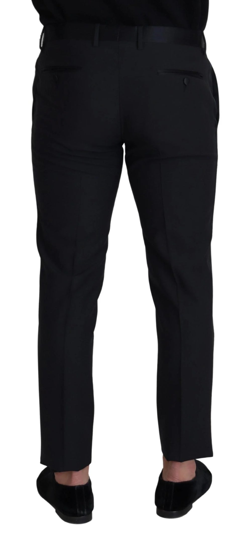 Dolce & Gabbana Black Wool Men Formal Pants - IT50 | L - Trousers