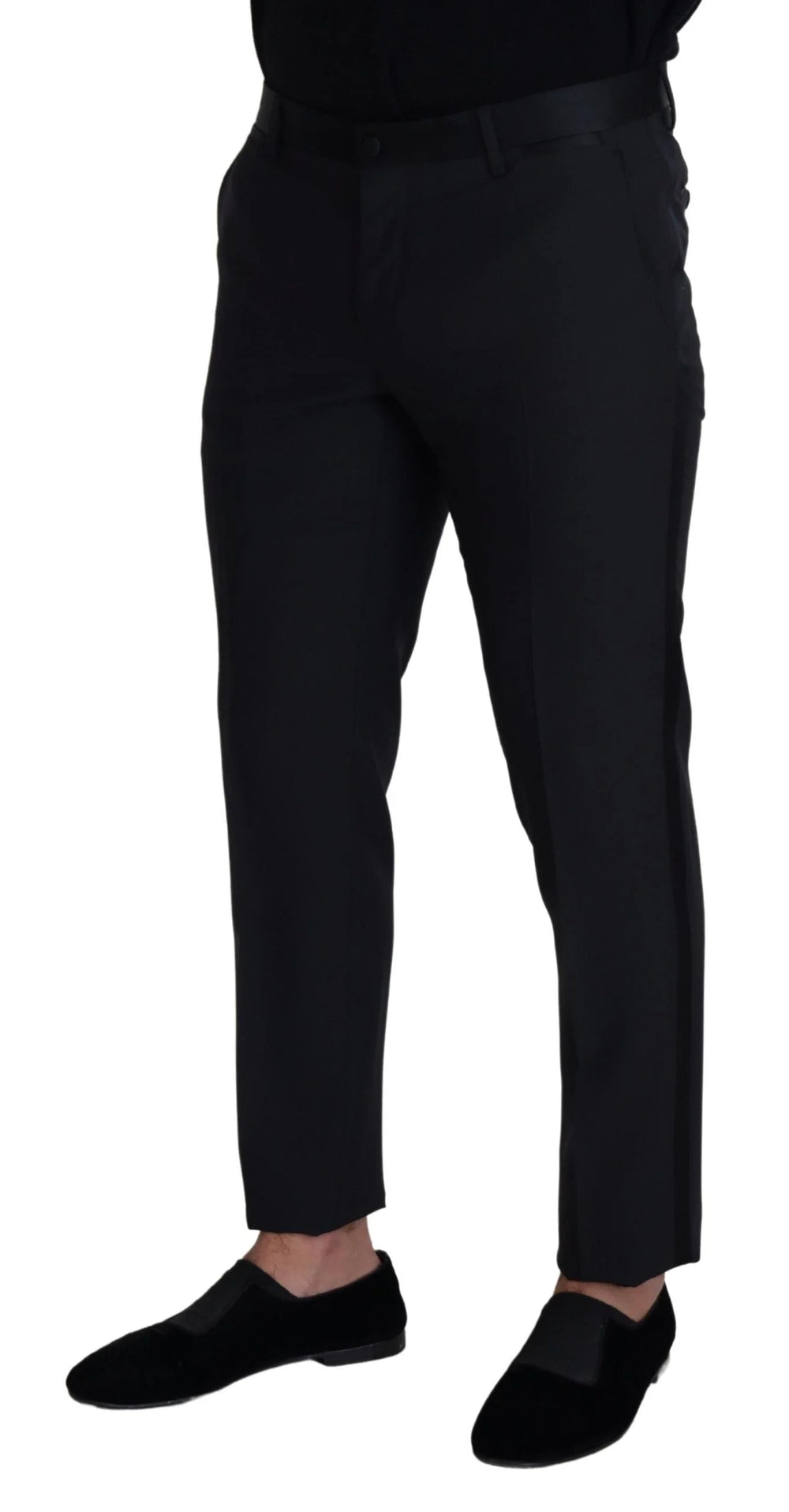 Dolce & Gabbana Black Wool Men Formal Pants - IT50 | L - Trousers