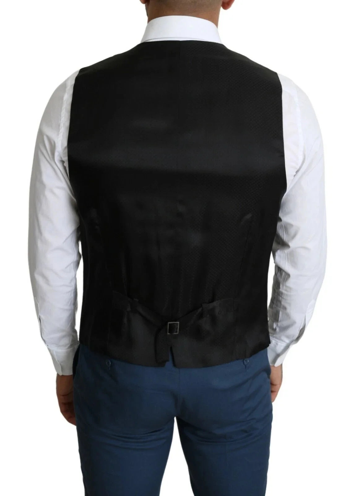 Dolce & Gabbana Black Wool Men Formal Waistcoat Vest - IT52 | L - Vests