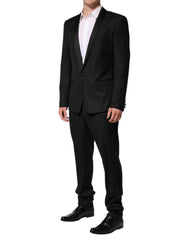 Dolce & Gabbana Black Wool Men Single Breasted 2 Piece Suit - IT52 | XL - Pant Suits