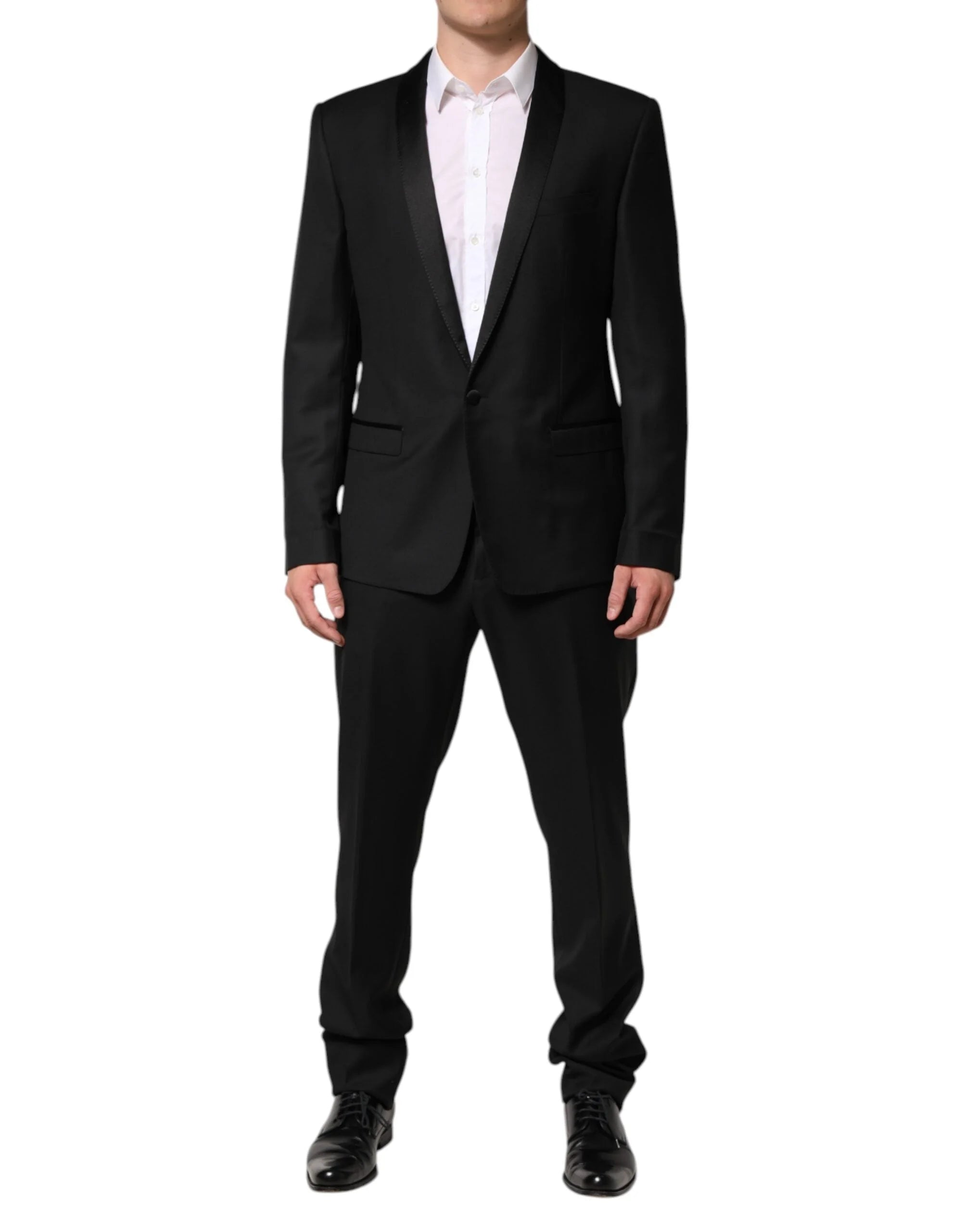 Dolce & Gabbana Black Wool Men Single Breasted 2 Piece Suit - IT52 | XL - Pant Suits