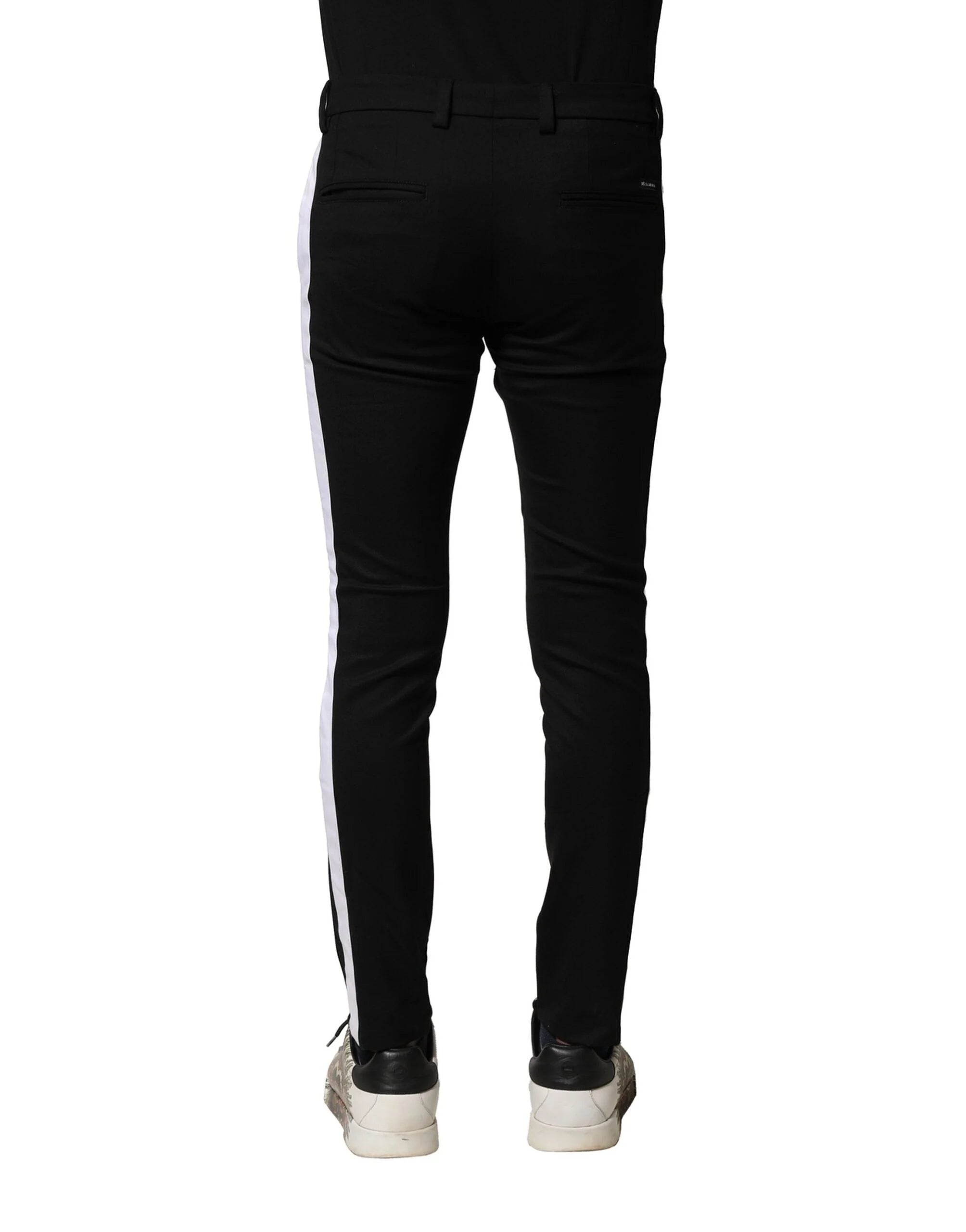 Dolce & Gabbana Black Wool Men Skinny Mid Waist Pants - IT46 | S - Trousers