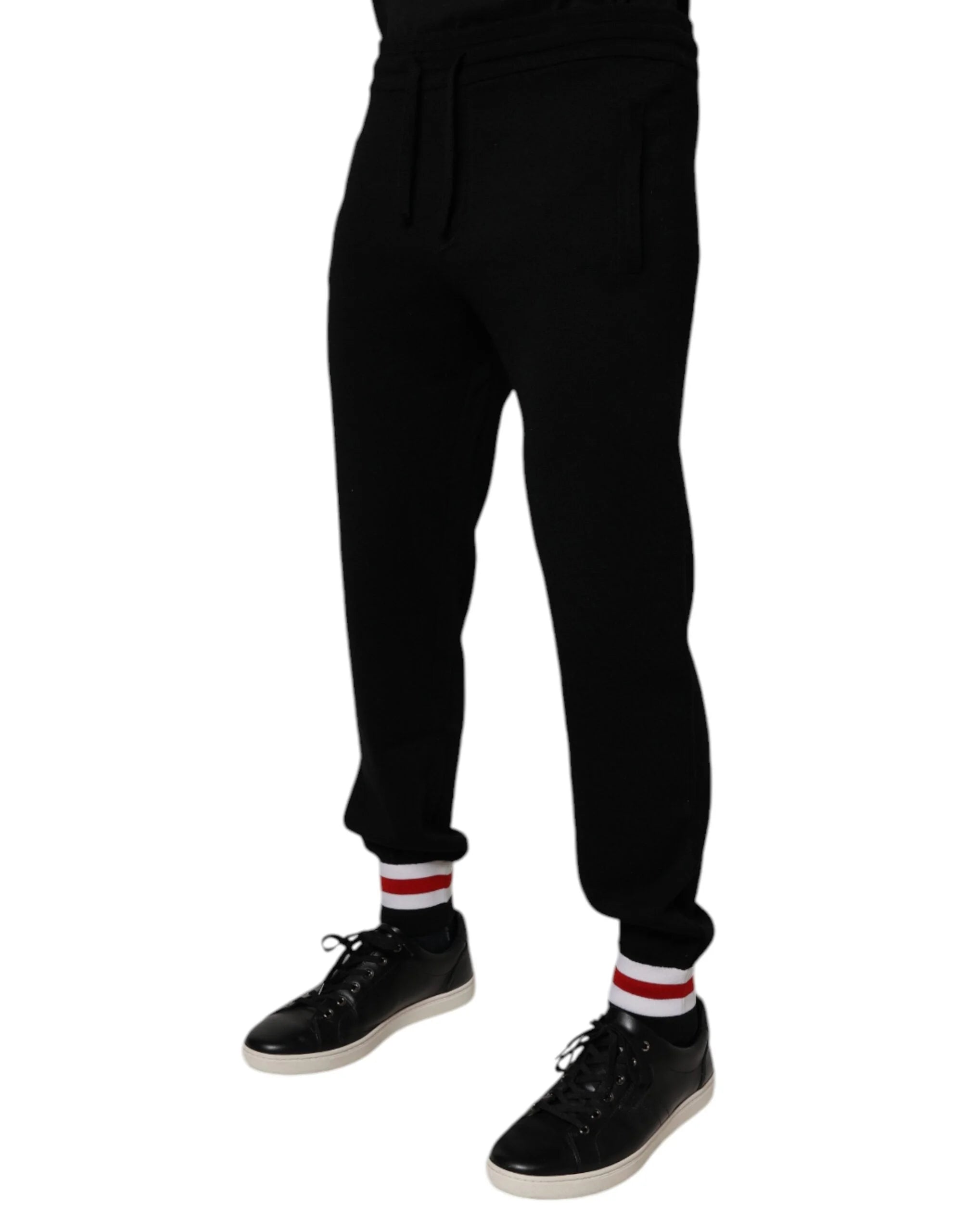 Dolce & Gabbana Black Wool Mid Waist Jogger Sweatpants Pants - Joggers