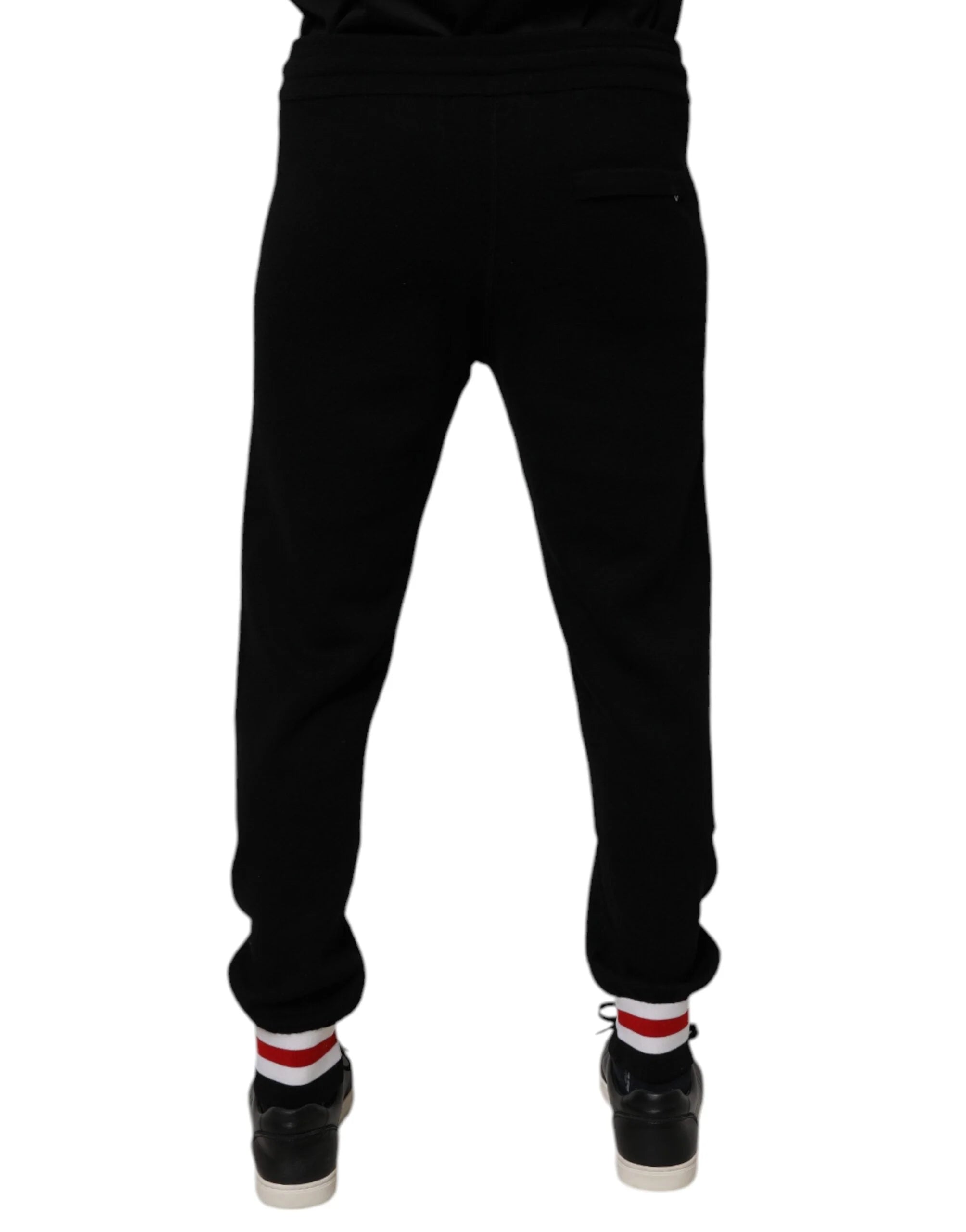 Dolce & Gabbana Black Wool Mid Waist Jogger Sweatpants Pants - Joggers
