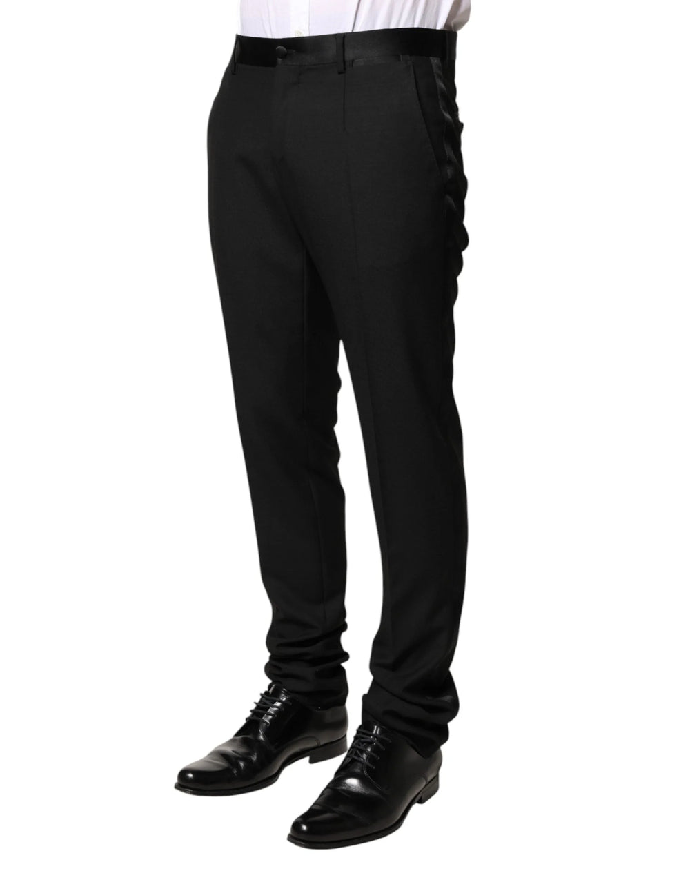 Dolce & Gabbana Black Wool Mid Waist Men Dress Trousers Pants - IT46 | S