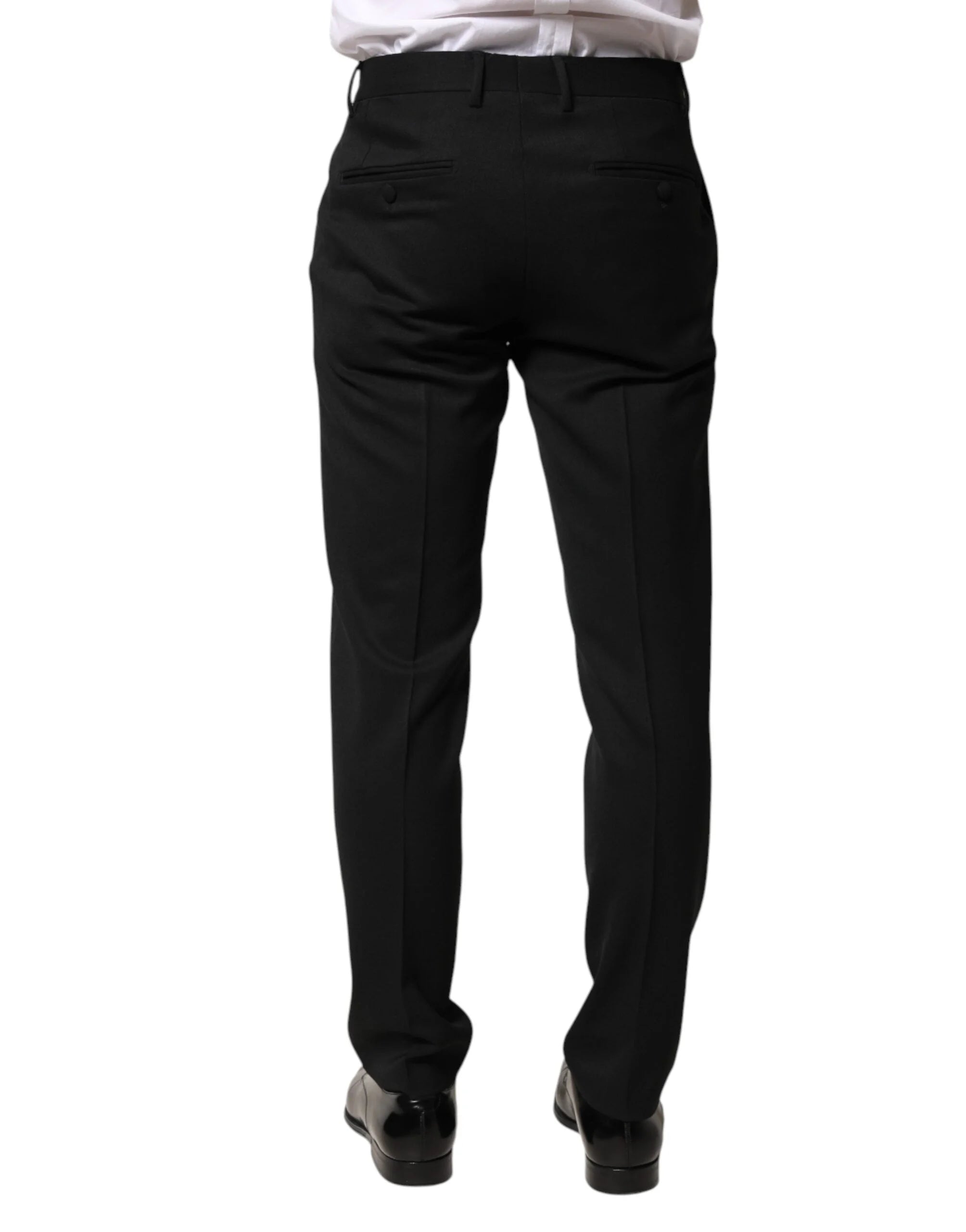 Dolce & Gabbana Black Wool Mid Waist Men Dress Trousers Pants - IT46 | S