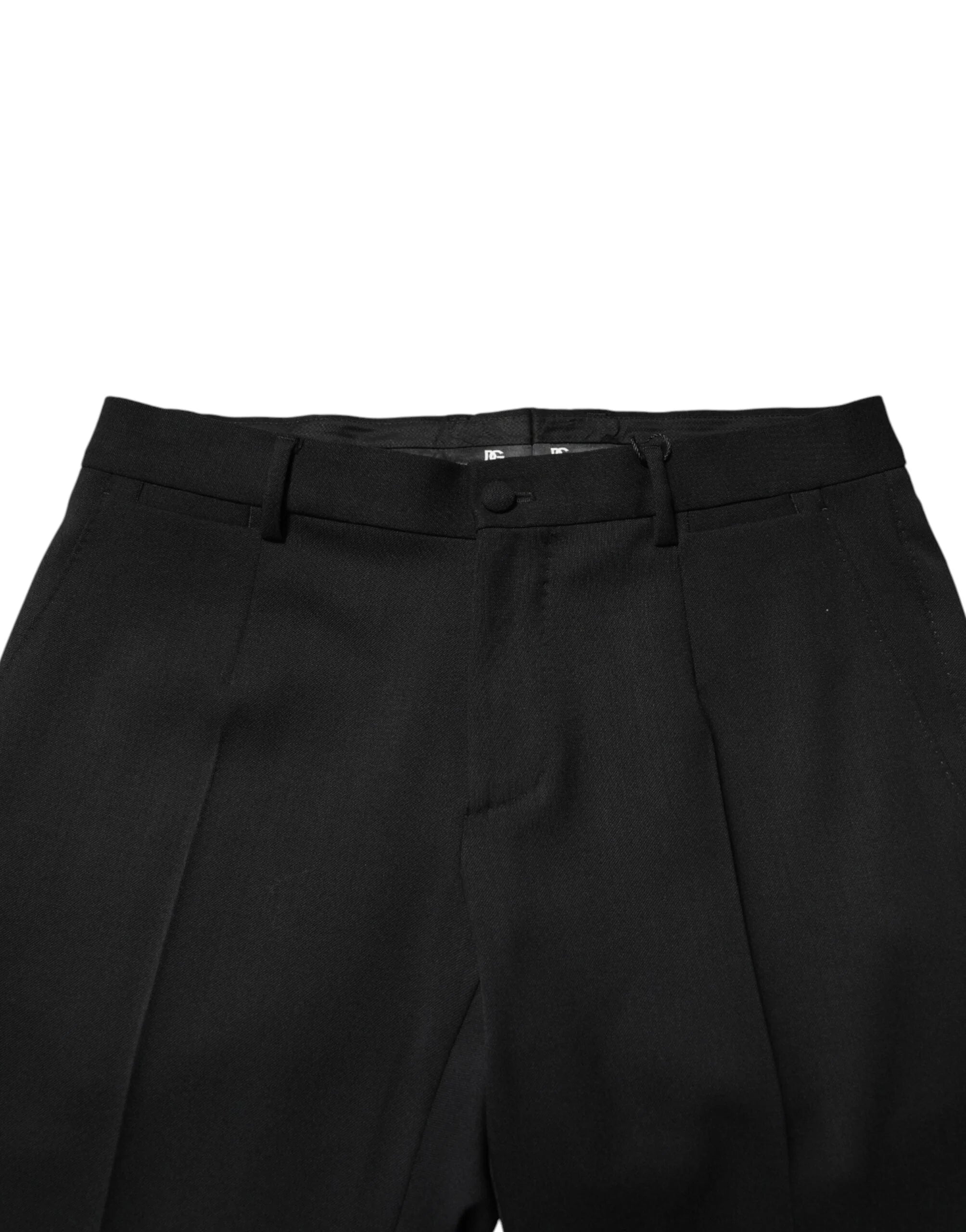Dolce & Gabbana Black Wool Mid Waist Men Dress Trousers Pants - IT46 | S