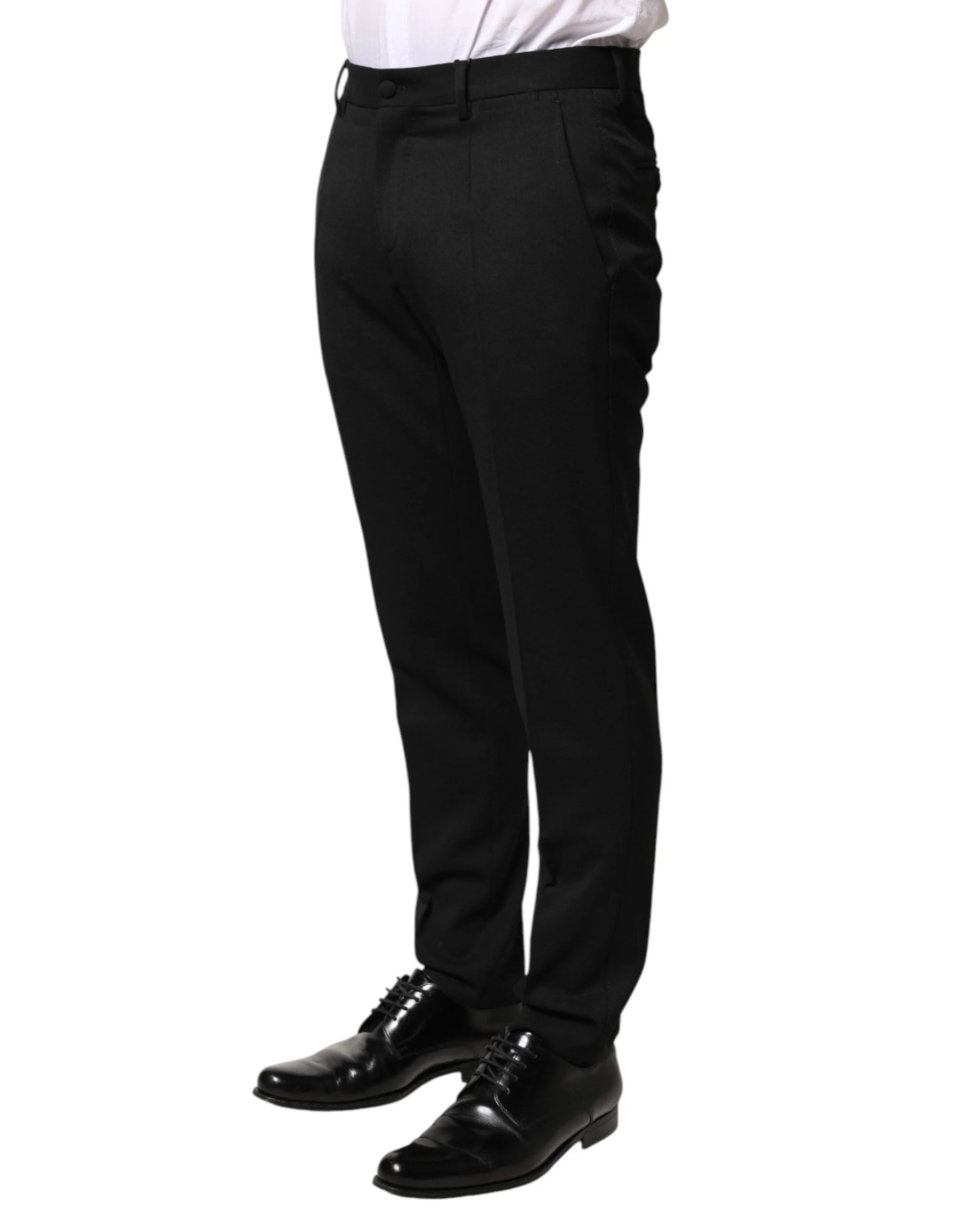 Dolce & Gabbana Black Wool Mid Waist Men Dress Trousers Pants - IT46 | S