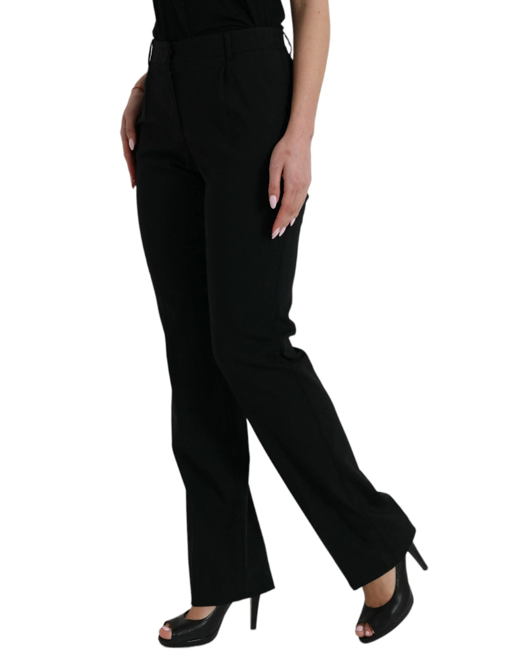 Dolce & Gabbana Black Wool Mid Waist Tapered Pants - IT38 | XS - Trousers