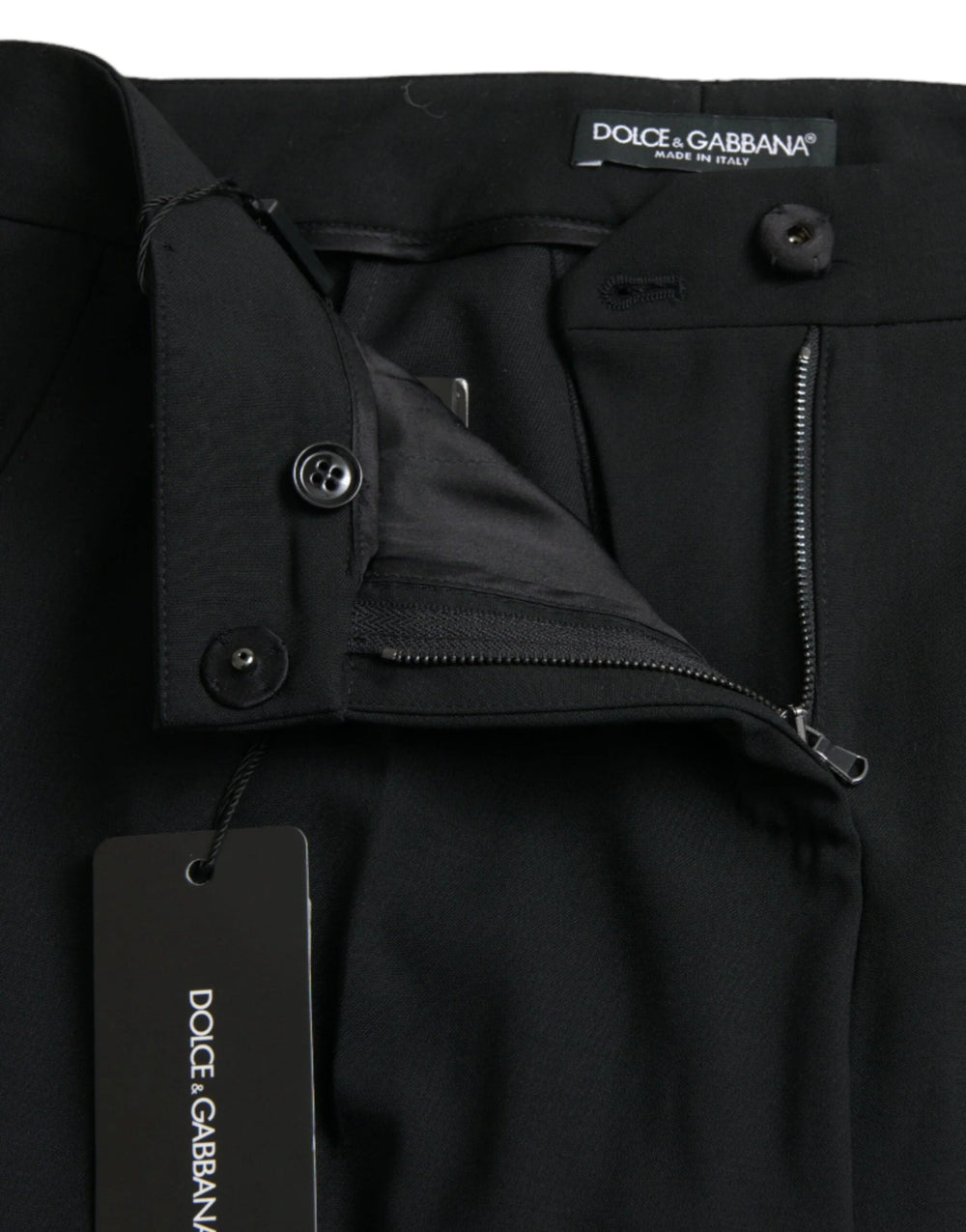 Dolce & Gabbana Black Wool Mid Waist Tapered Pants - IT38 | XS - Trousers