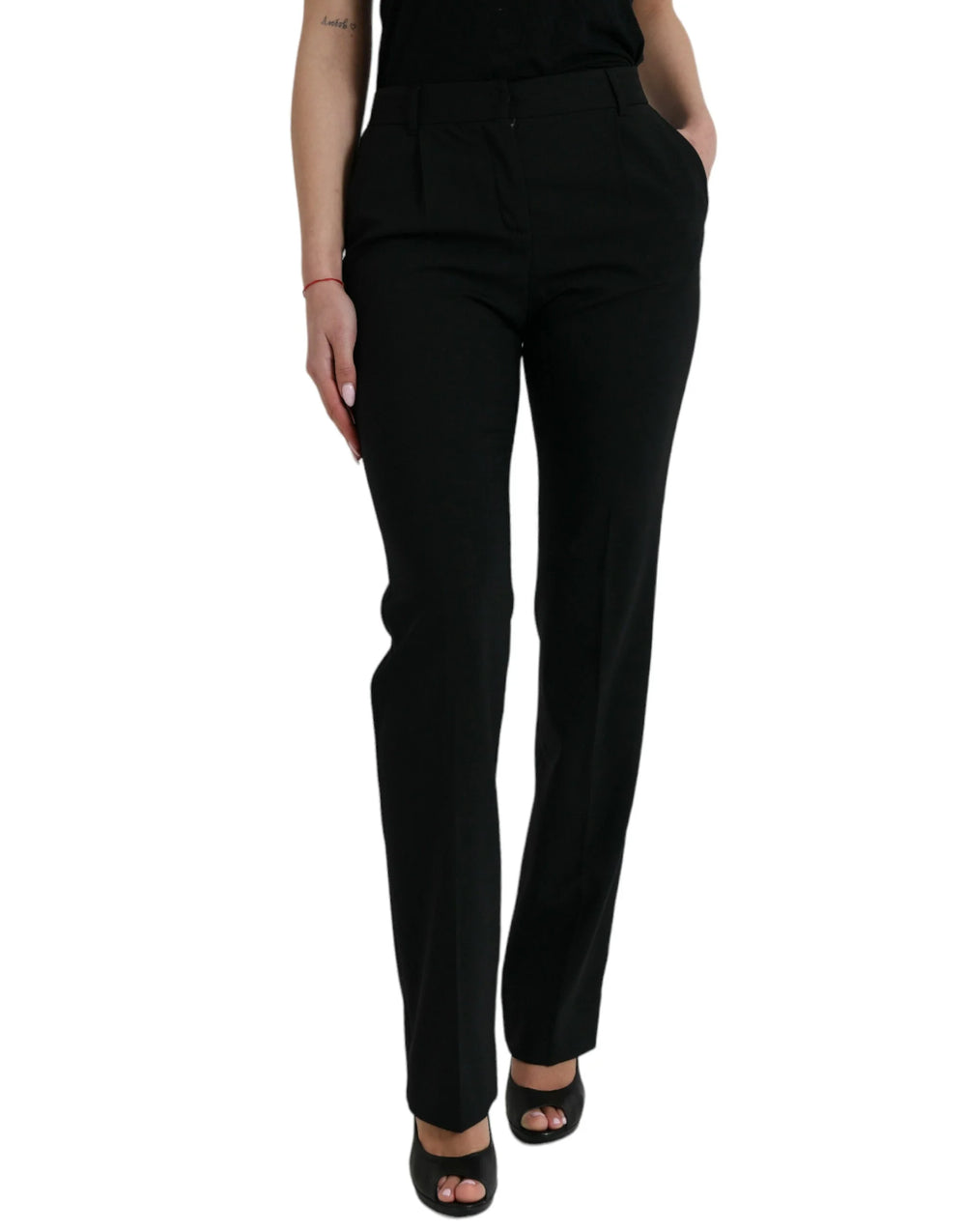 Dolce & Gabbana Black Wool Mid Waist Tapered Pants - IT38 | XS - Trousers