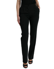 Dolce & Gabbana Black Wool Mid Waist Tapered Pants - IT38 | XS - Trousers