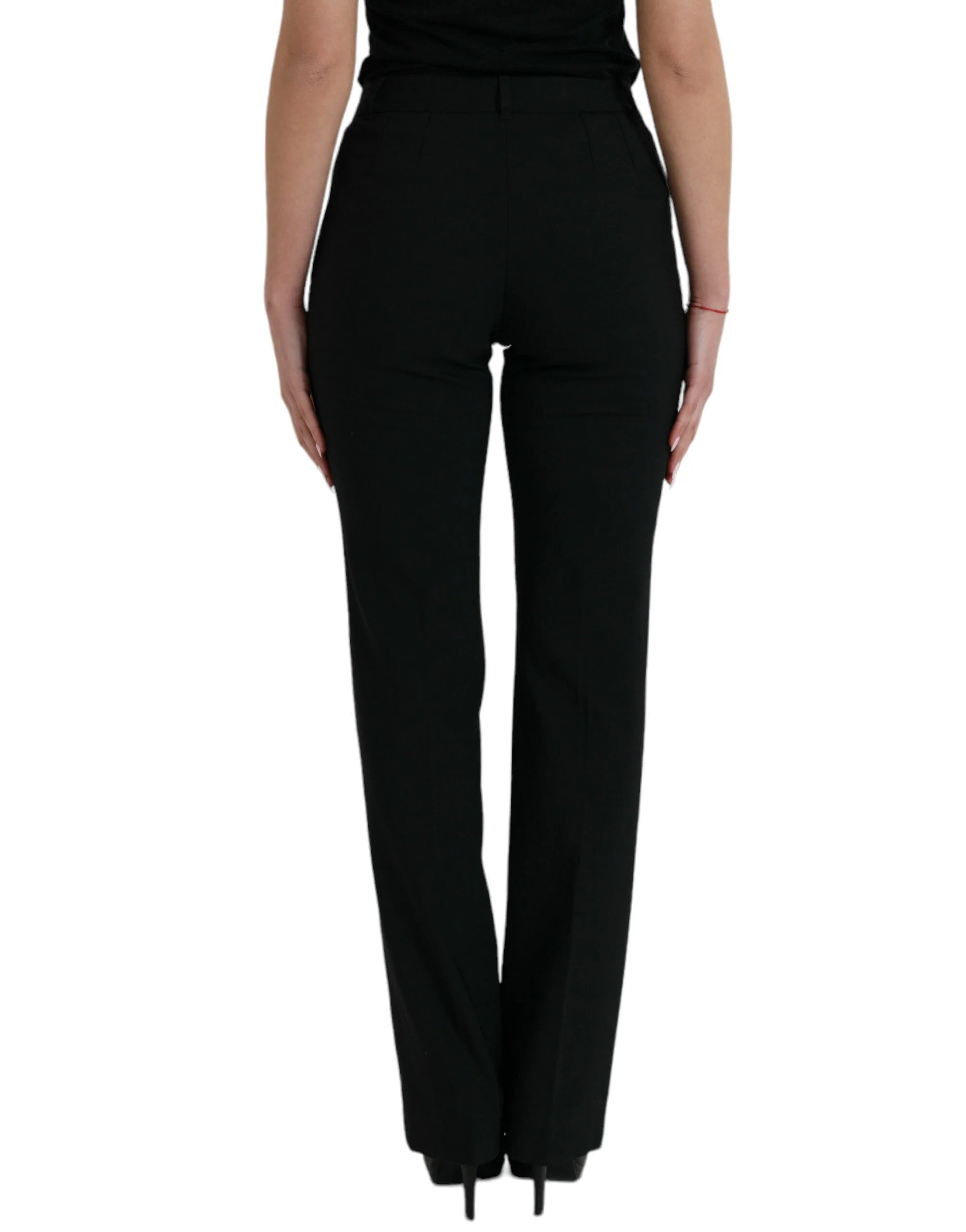 Dolce & Gabbana Black Wool Mid Waist Tapered Pants - IT38 | XS - Trousers