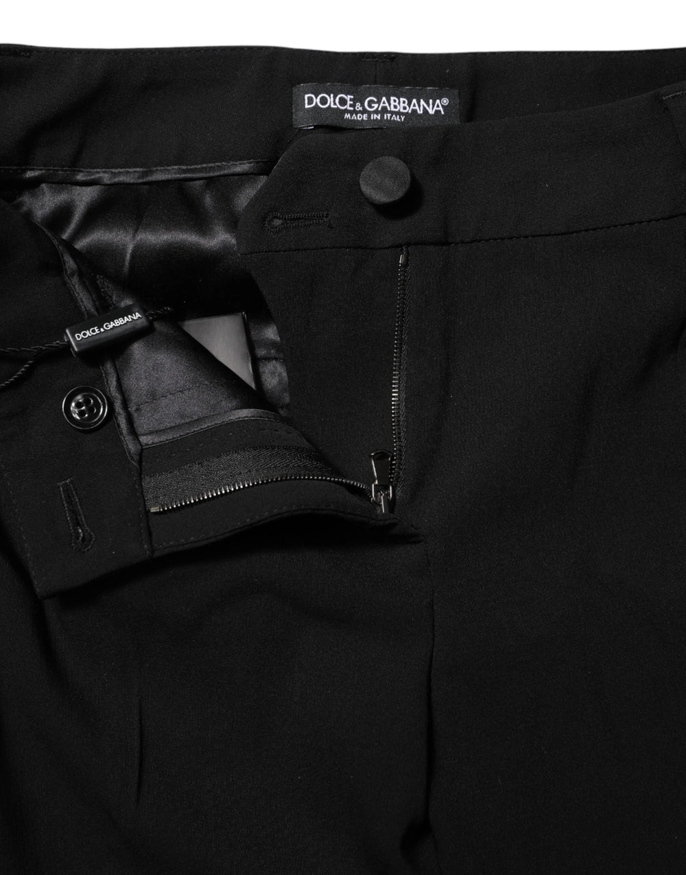 Dolce & Gabbana Black Wool Mid Waisted Tapered Dress Pants - IT36|XXS - Trousers