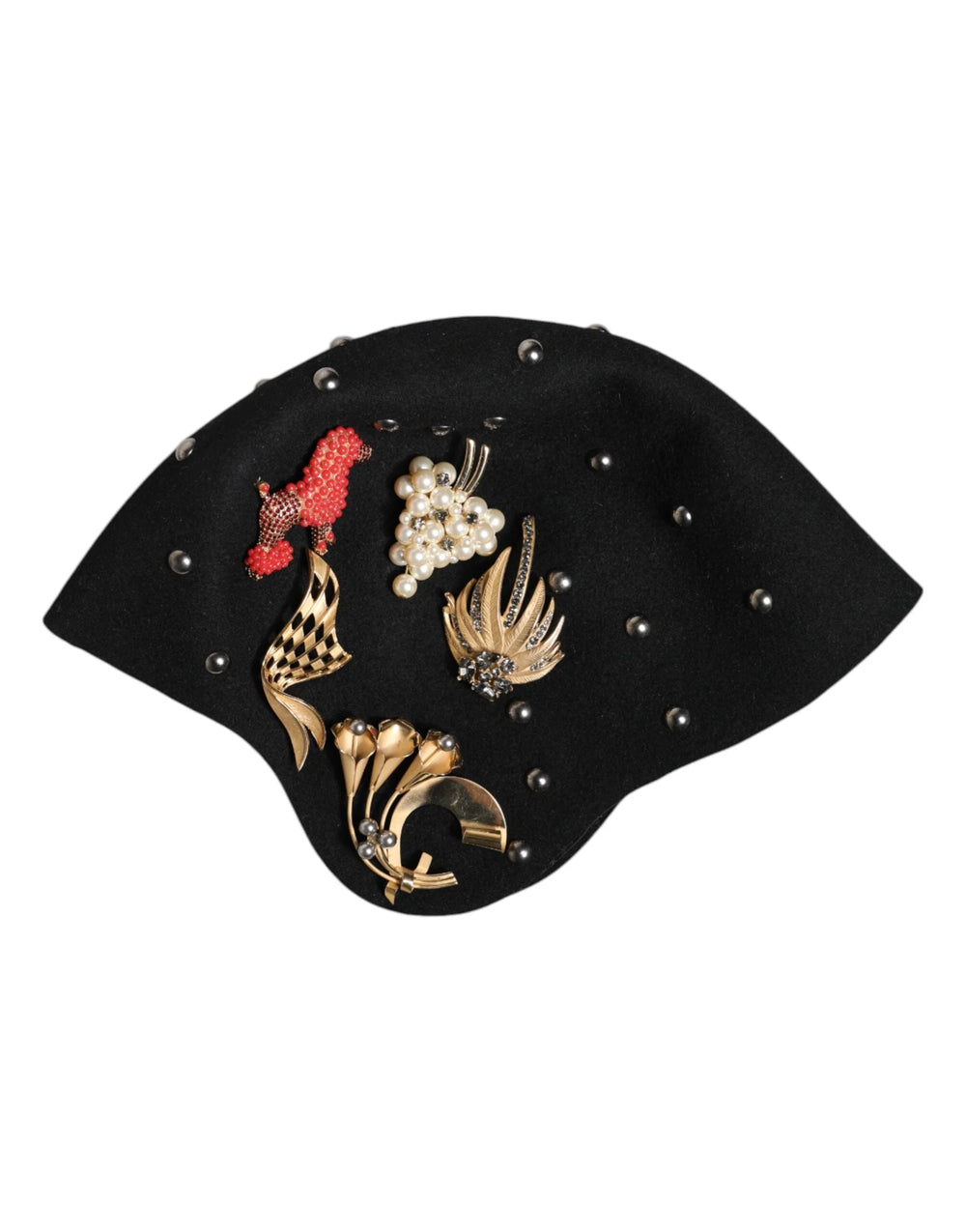 Dolce & Gabbana Black Wool Multicolor Embellished Cloche Hat - Hats