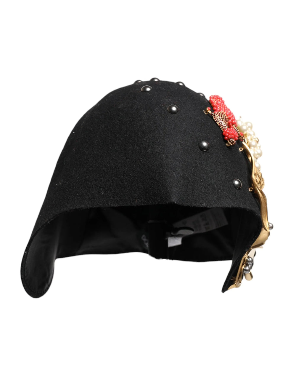 Dolce & Gabbana Black Wool Multicolor Embellished Cloche Hat - Hats