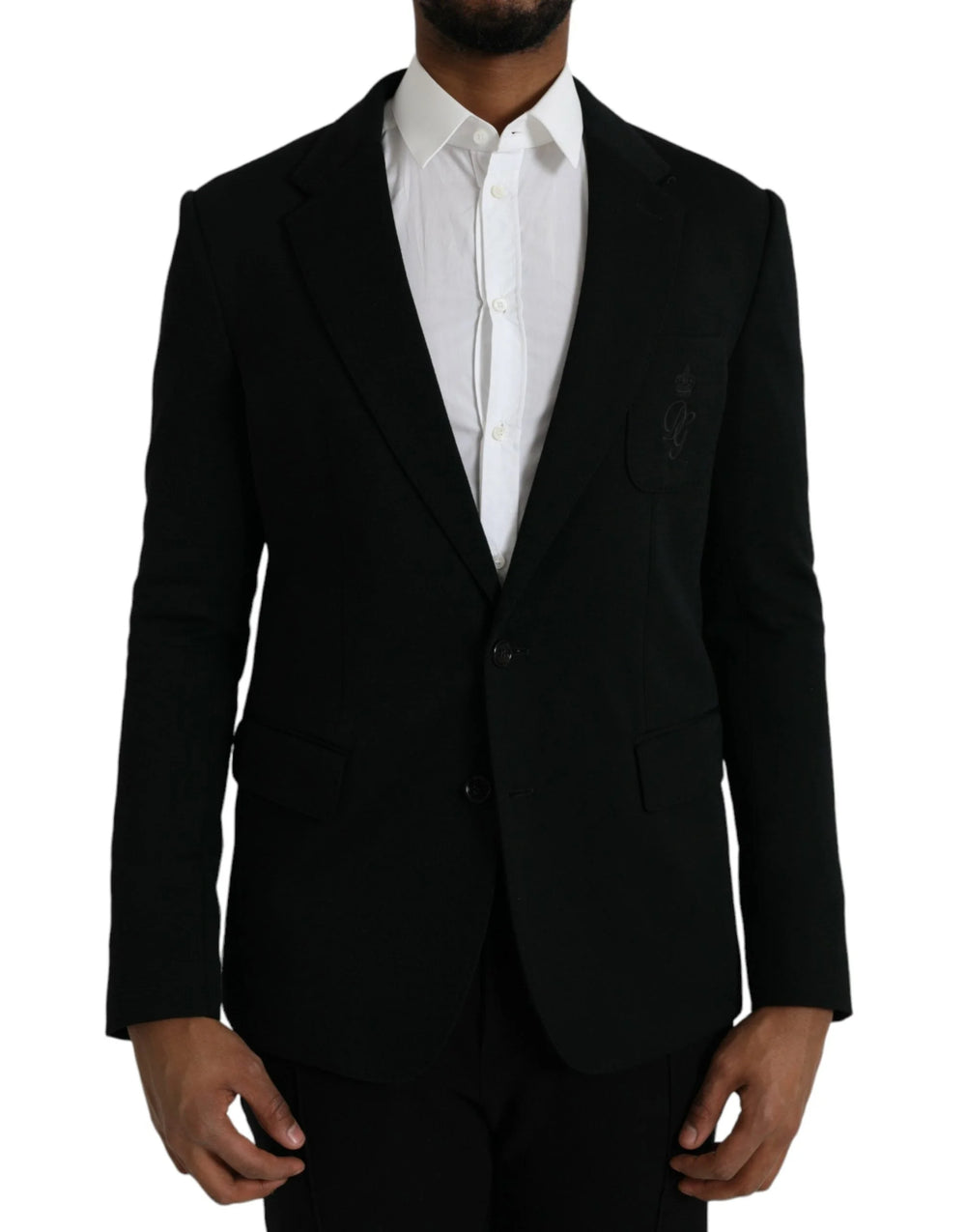 Dolce & Gabbana Black Wool Notch Single Breasted Coat Blazer - IT50 | L - Sport Jackets
