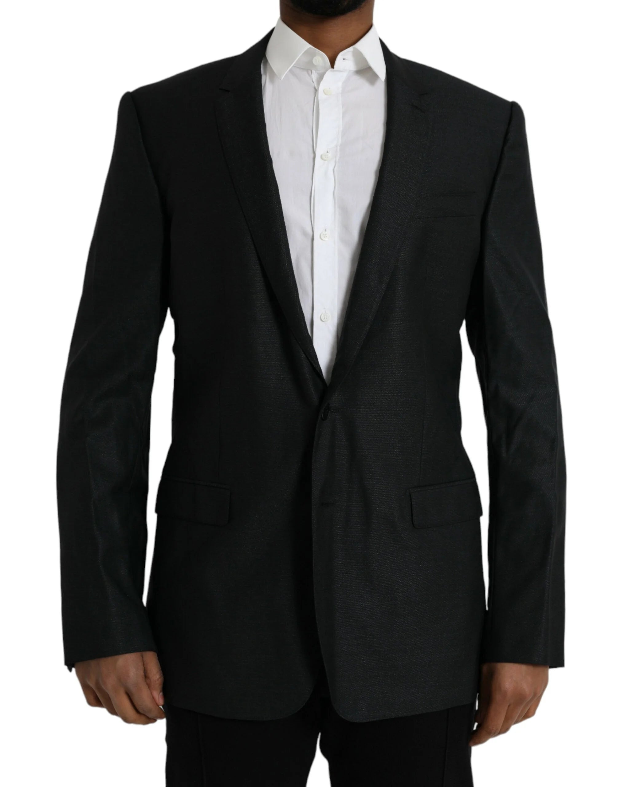 Dolce & Gabbana Black Wool Notch SingleBreasted Coat Blazer - IT54 | XL - Sport Jackets
