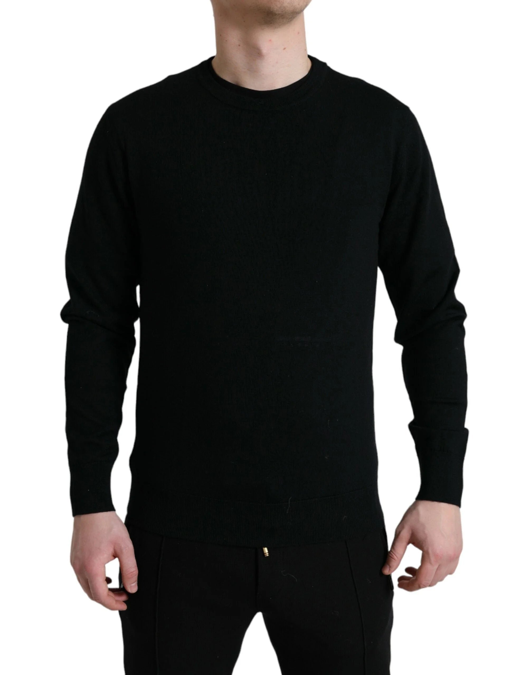 Dolce & Gabbana Black Wool Round Neck Pullover Sweater - IT46 | S - Sweaters